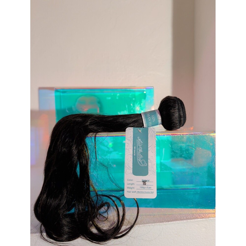 16" 100% Human Hair Extensions 5 Piece Set 100g Natural Black Straight Weft